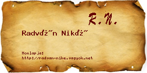 Radván Niké névjegykártya